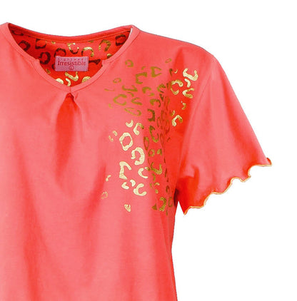 Irresistible Dames Pyjama - 3/4 Broek- Korte Mouwen  - V Hals - Oranje