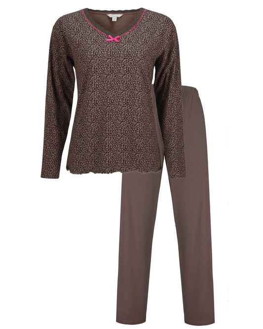 Irresistible Dames Pyjama - Lange Mouwen - Bruin