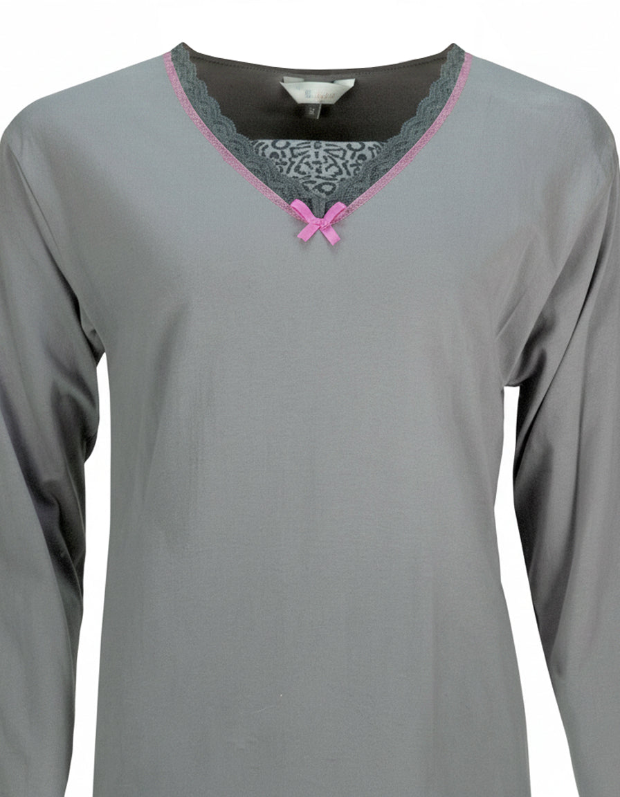 Irresistible Dames Pyjama - Lange Mouwen - V Hals -  Khaki Groen