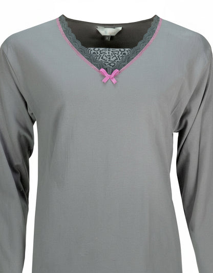 Irresistible Dames Pyjama - Lange Mouwen - V Hals -  Khaki Groen