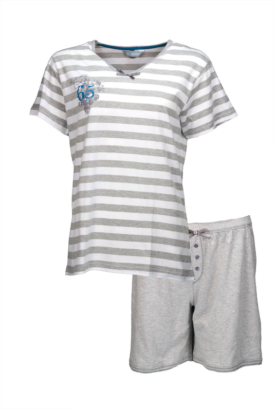 Irresistible Dames Shortama - Pyjama Set - Grijs/Wit