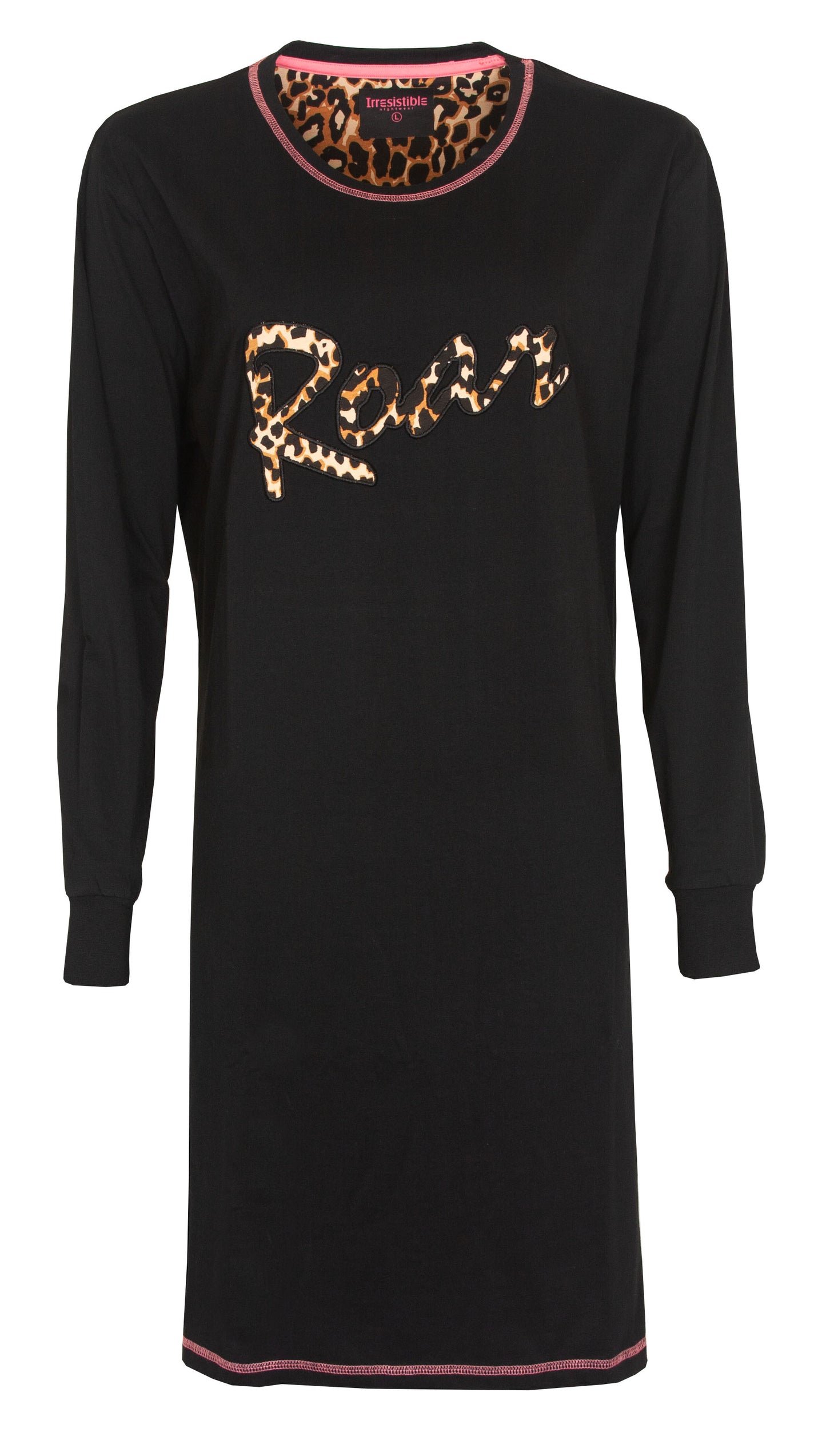 Irresistible Dames Nachthemd - Lange Mouwen - Tijger print-  Bruin