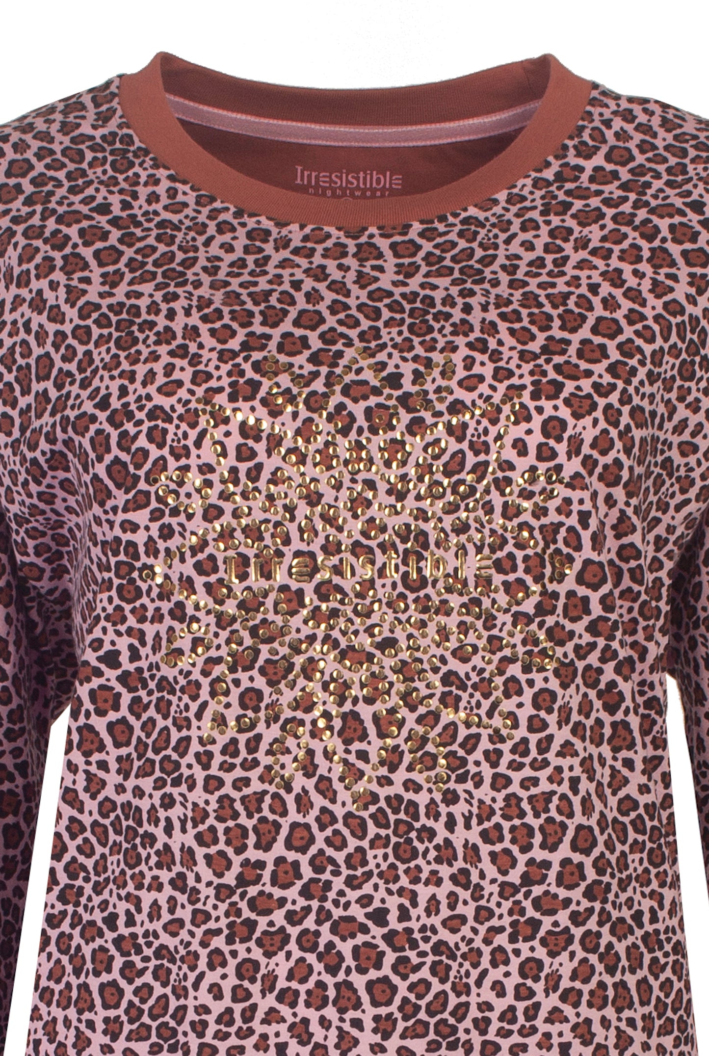 Irresistible Dames Nachthemd - Katoen - Panter Print - Roze