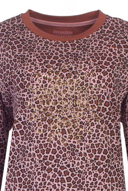Irresistible Dames Nachthemd - Katoen - Panter Print - Roze