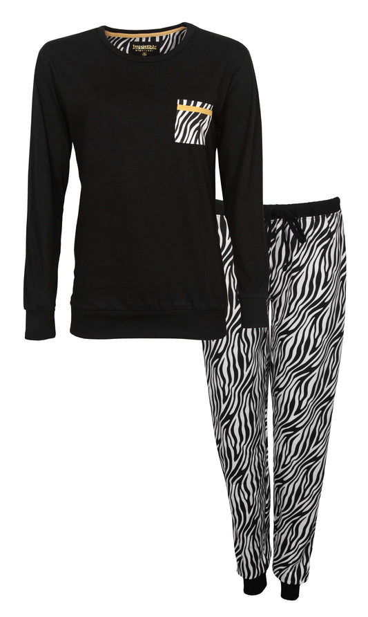 Irresistible Dames Pyjama - Lange Mouwen - Zwart