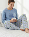 Irresistible Dames Pyjama - Ananas Motief - Katoen - Blauw