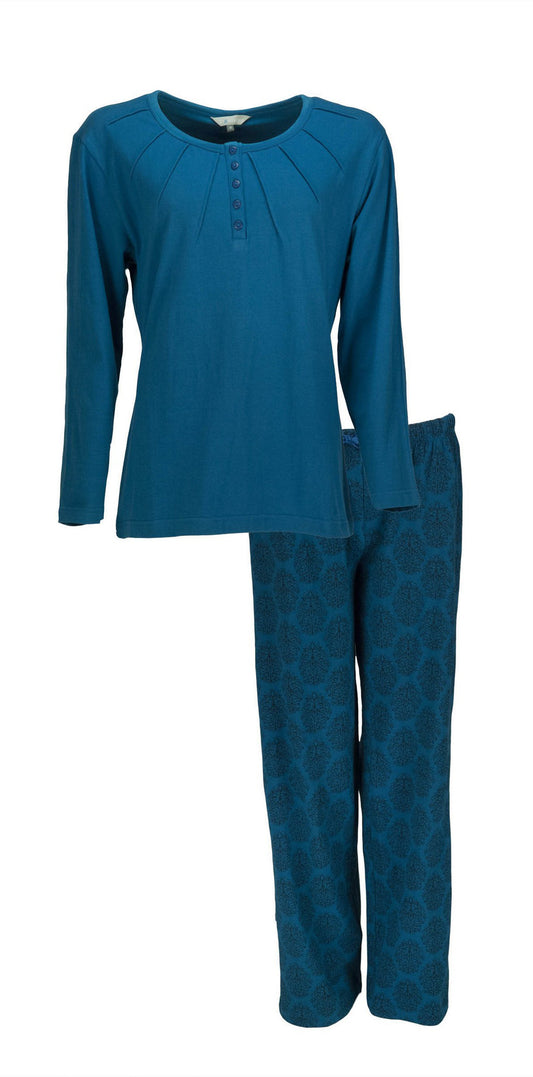 Irresistible Dames Pyjama - Katoen - Lange Mouwen - Blauw