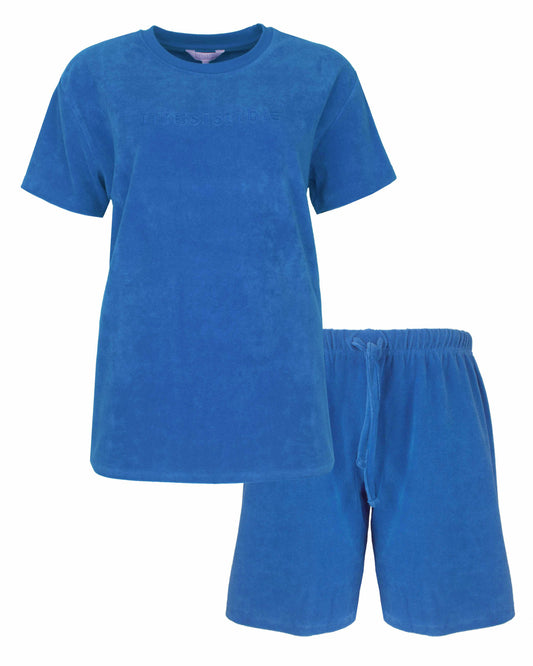 Irresistible Dames Badstof Shortama - Korte mouwen -  Blauw
