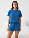 Irresistible Dames Badstof Shortama - Korte mouwen -  Blauw