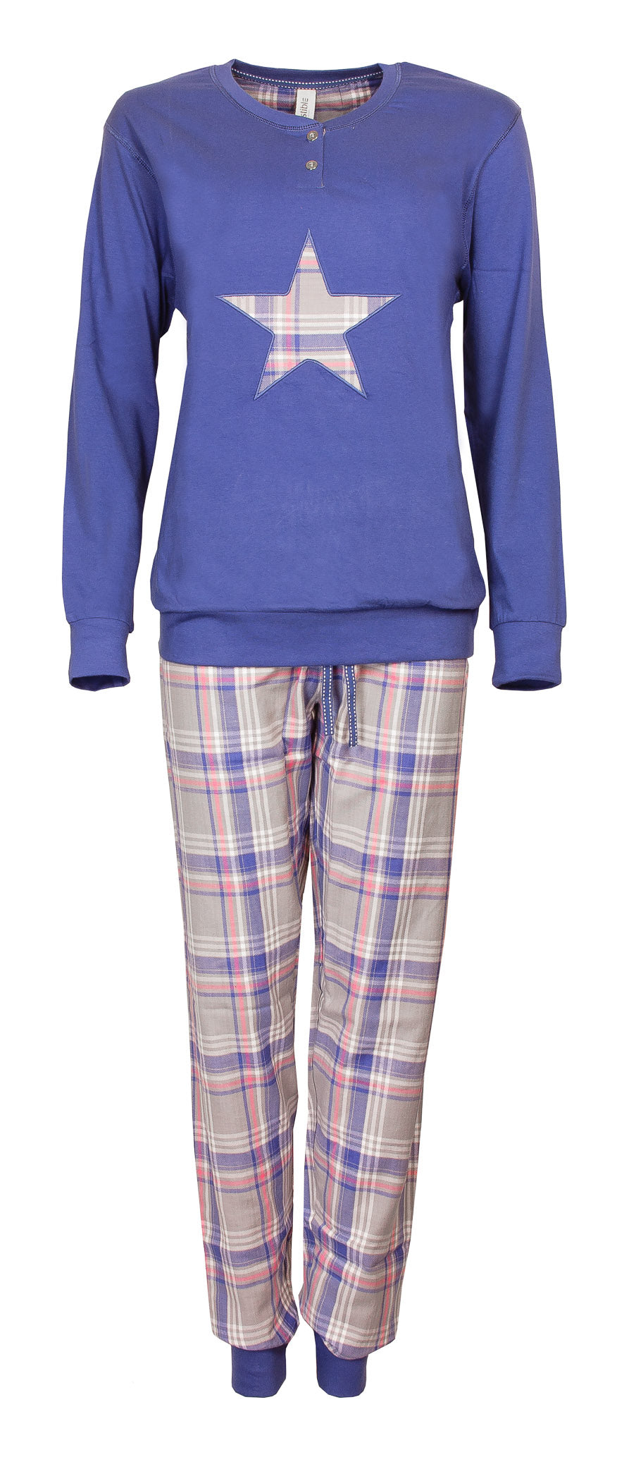 Irresistible Dames Pyjama - Flanel - 100% Katoen - Blauw