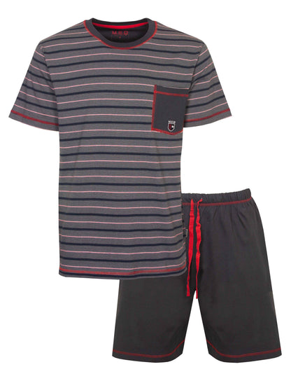 MEQ Heren Shortama - Pyjama Set - Borstzakje - Grijs