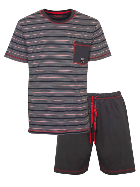 MEQ Heren Shortama - Pyjama Set - Borstzakje - Grijs
