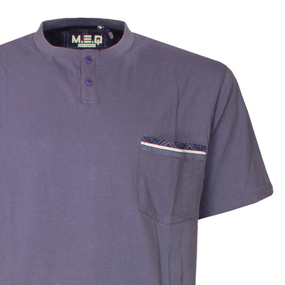 MEQ Heren Shortama - Pyjama Set - Borstzakje - Blauw