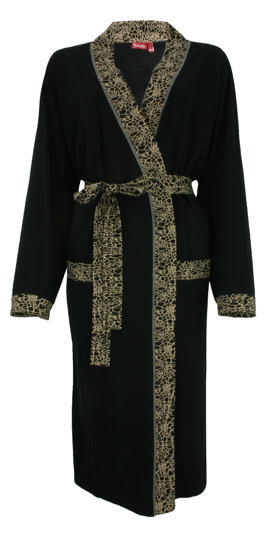 Medaillon Dames Ochtendjas - Sjaalkraag - Katoen - Zwart