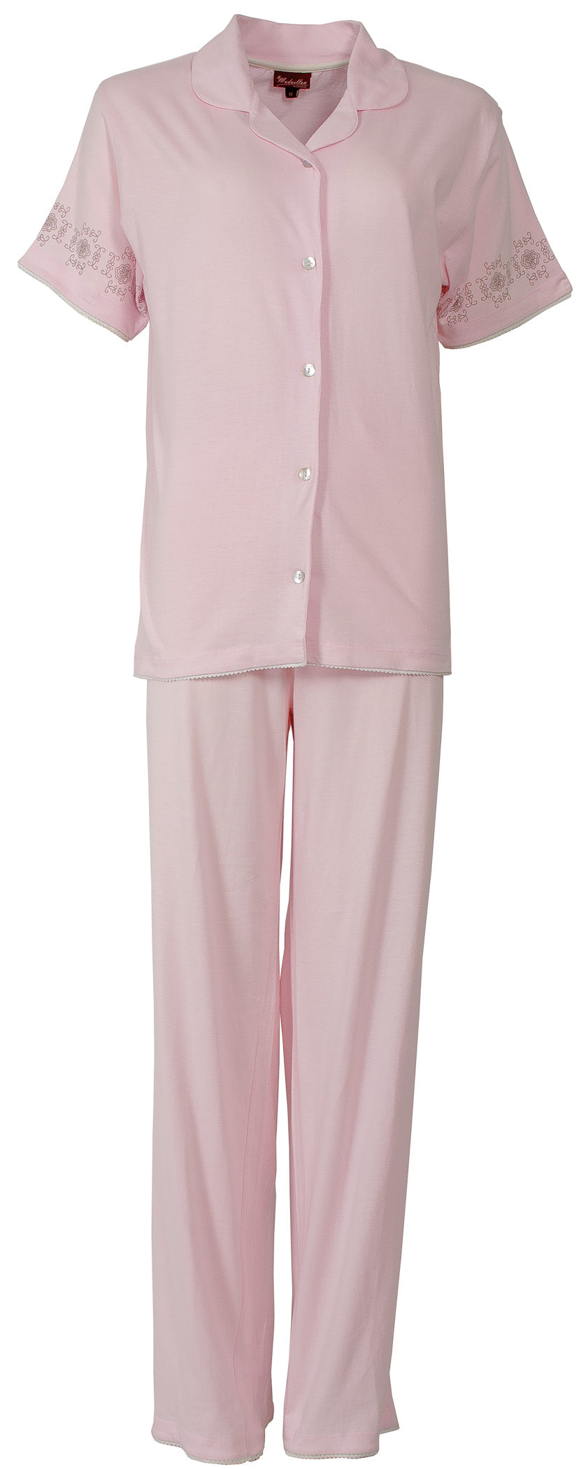 Medaillon Dames Pyjama - Katoen - Doorknoop- Roze (kopie)