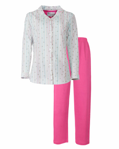 Medaillon Dames Pyjama - 100% Gekamde Katoen - Roze