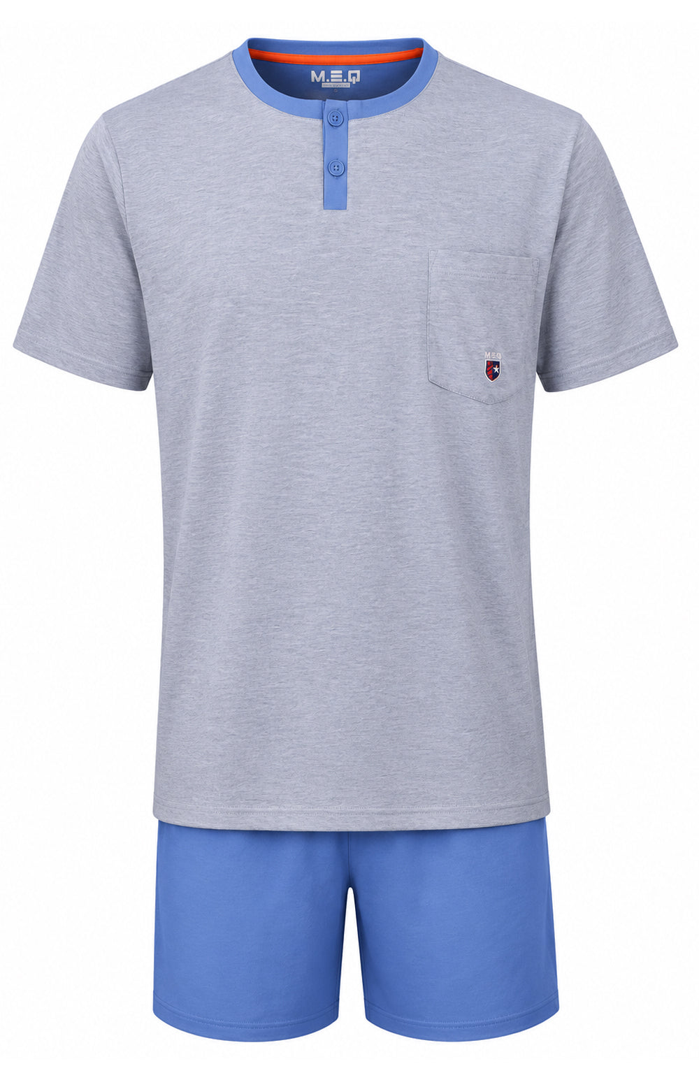 MEQ Heren Shortama- Shortama Set -100% Katoen - Licht Blauw