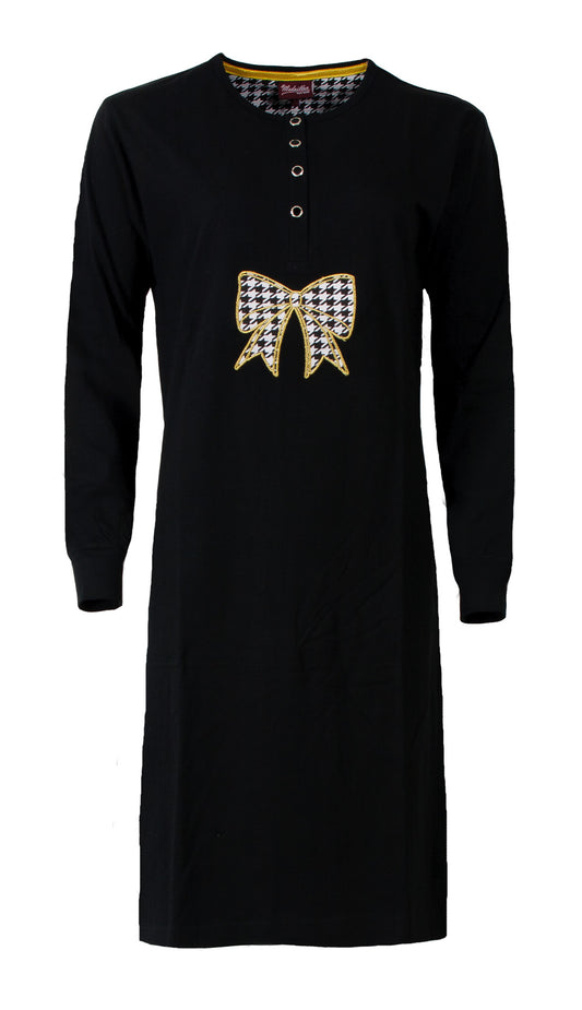 Medaillon Dames Nachthemd - 100% Katoen - Zwart
