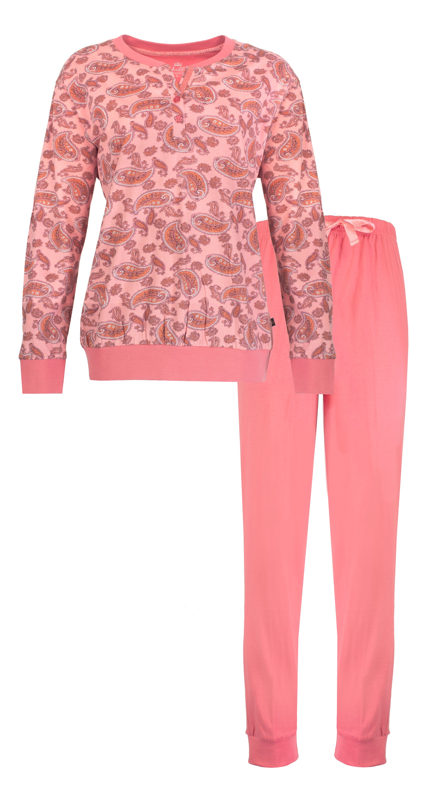 Medaillon Dames Pyjama Set - Paisley print - Katoen - Roze