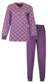 Medaillon Dames Pyjama - Lange Mouwen - Katoen - Lila