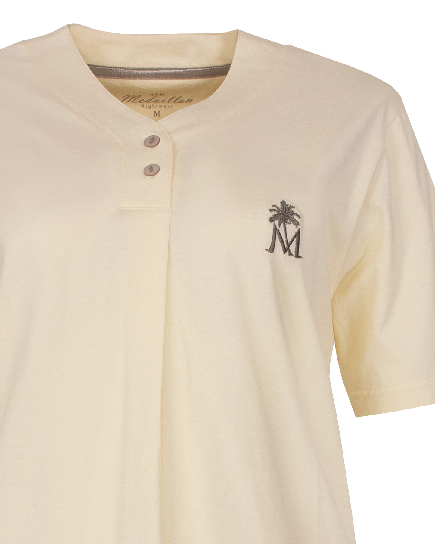 Medaillon Dames Shortama - Korte Mouwen -  Lichtgeel