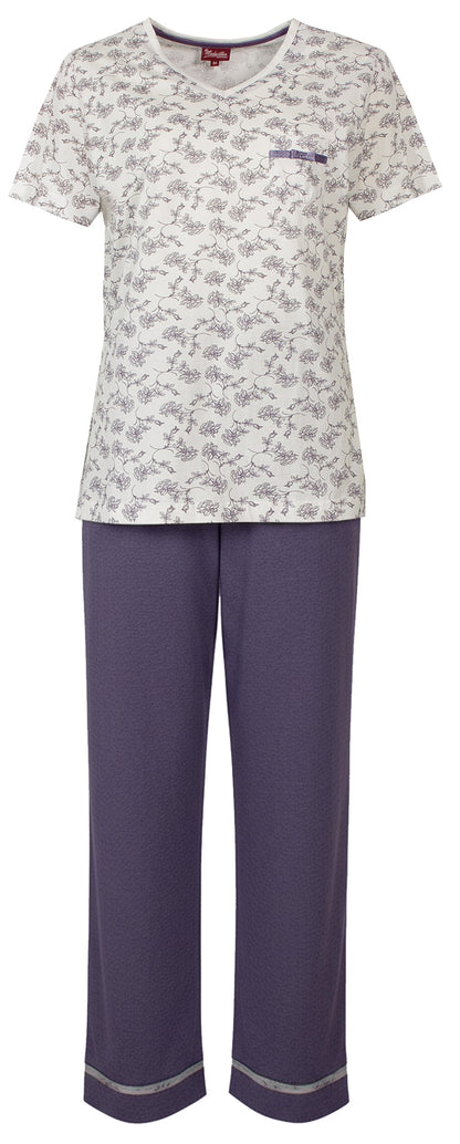 Medaillon Dames Pyjama - 100% Katoen - Wit