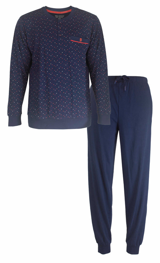 Paul Hopkins Heren Pyjama - 100% Katoen - Donker Blauw