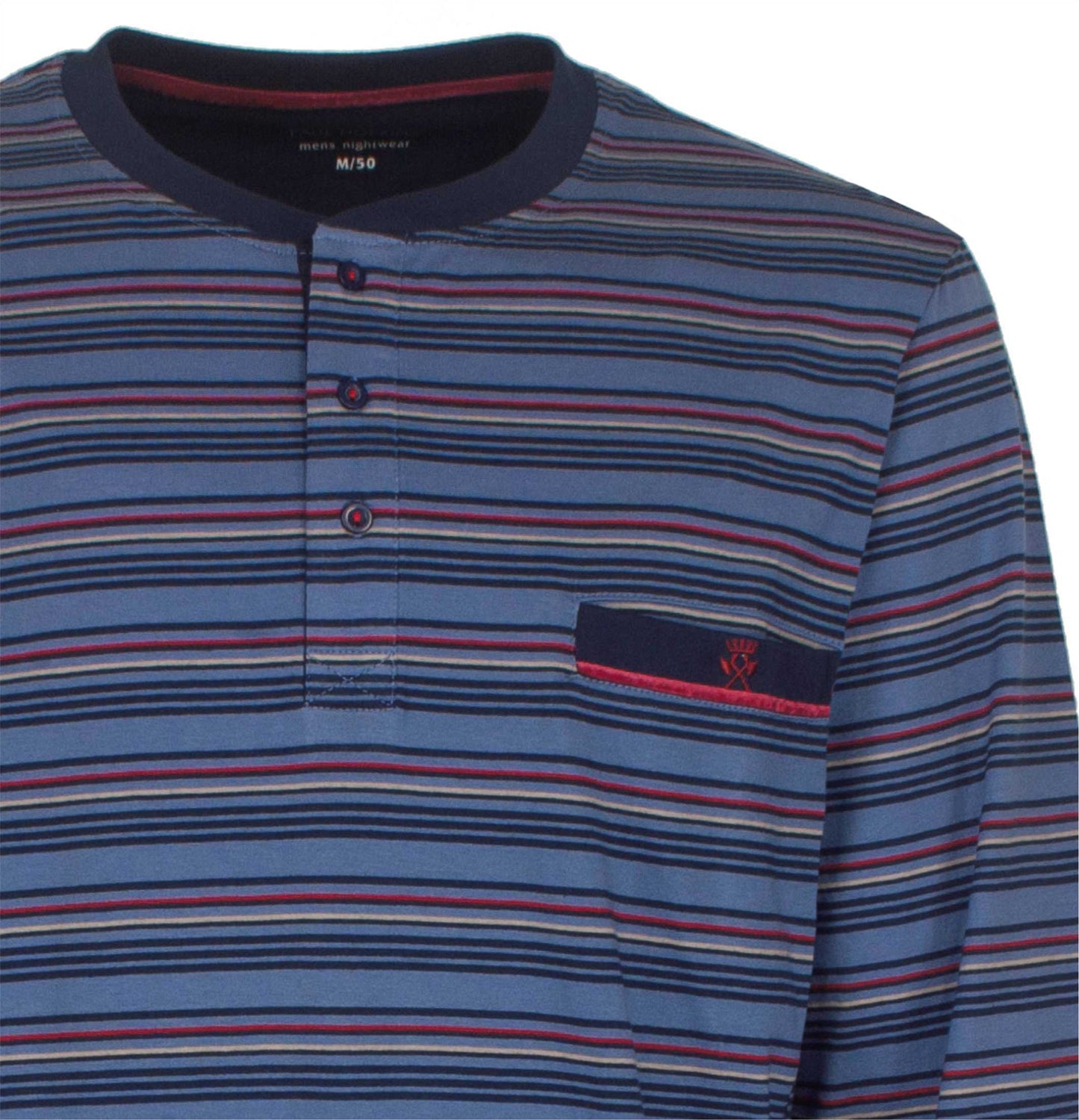 Paul Hopkins Heren Pyjama - Strepen - Polo sluiting - Blauw