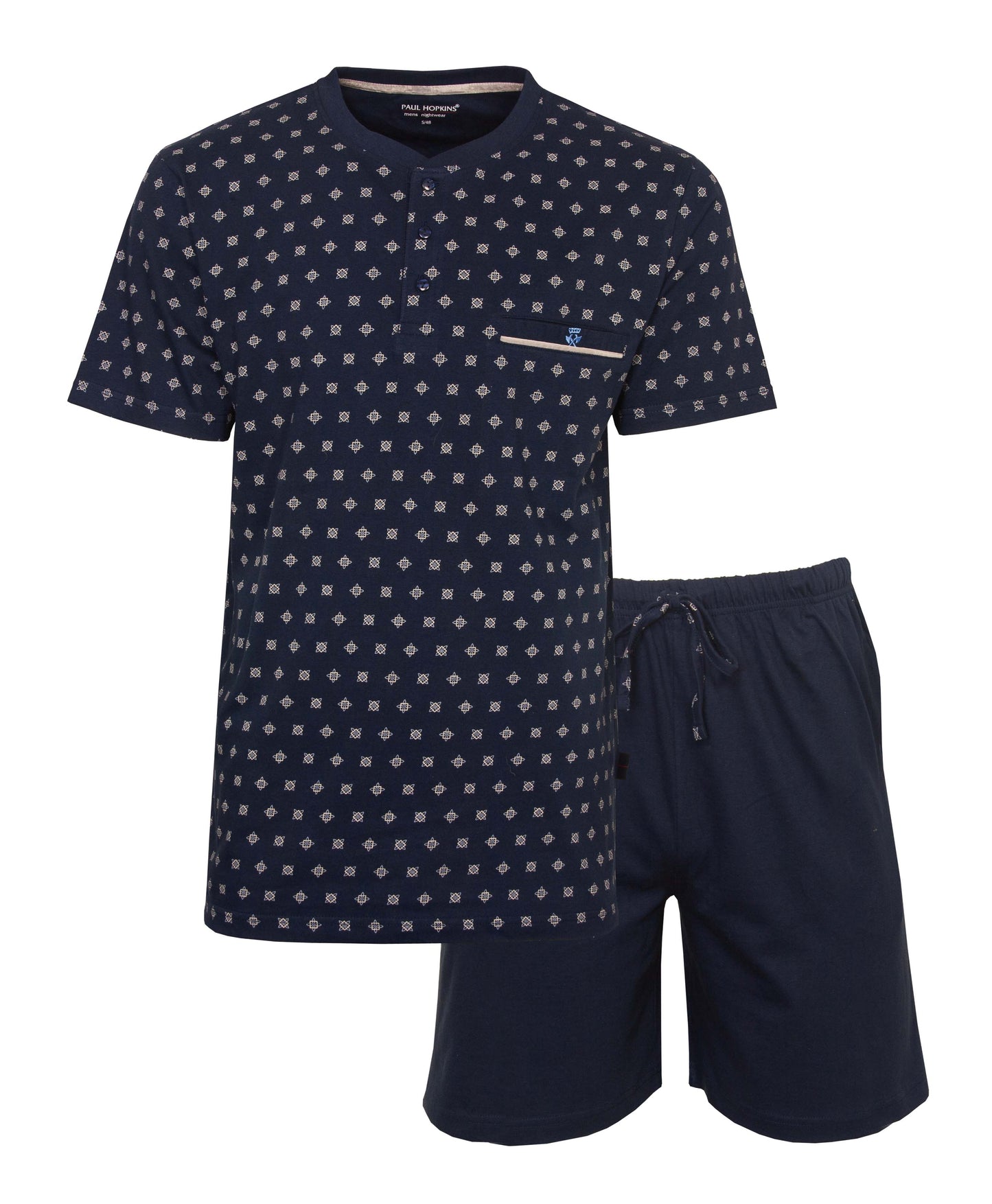 Paul Hopkins Heren Shortama - Pyjama Set - Polohals - Donker Blauw