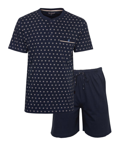 Paul Hopkins Heren Shortama - Pyjama Set - Polohals - Donker Blauw
