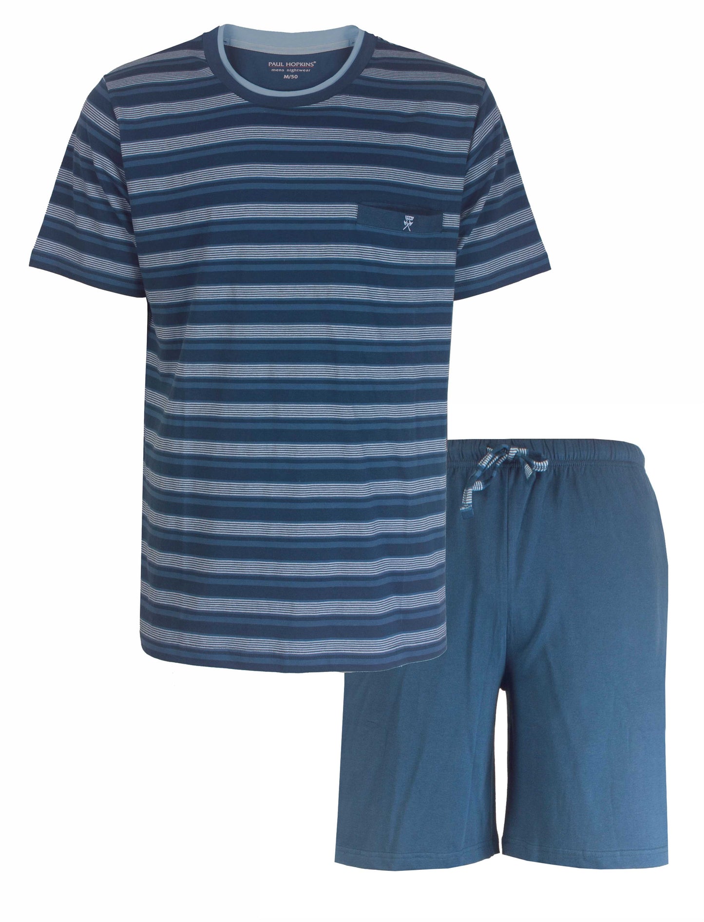 Paul Hopkins Heren Shortama - Pyjama Set - Gestreept - Blauw
