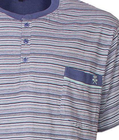 Paul Hopkins Heren Shortama - Pyjama Set -Meerkleurig  Gestreept - Blauw