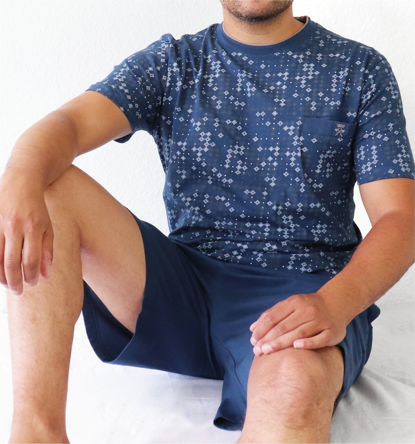 Paul Hopkins Heren Shortama - Pyjama Set - 100% Katoen -  Blauw
