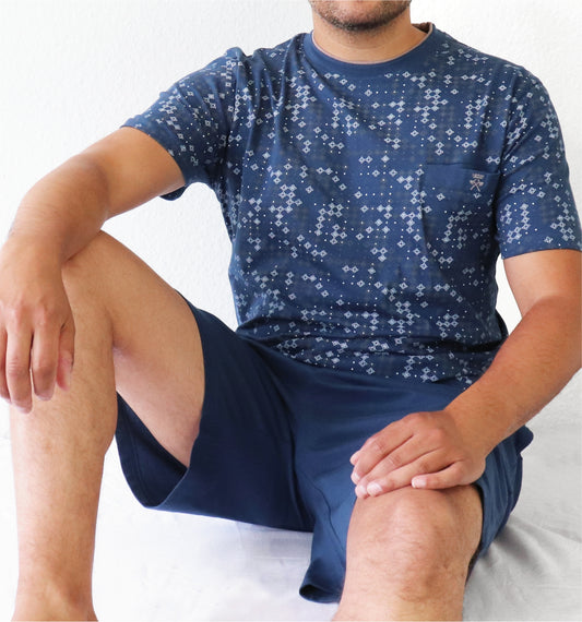 Paul Hopkins Heren Shortama - Pyjama Set - 100% Katoen -  Blauw