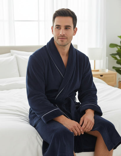 Paul Hopkins Heren Badjas - Fleece - Donker Blauw