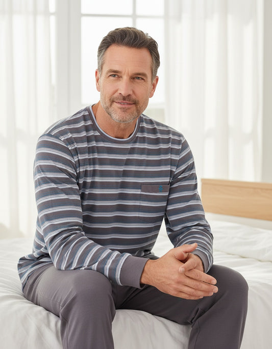 Paul Hopkins Heren Pyjama - Elastische boorden - Licht Blauw