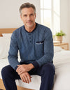 Paul Hopkins Heren Pyjama - met Borstzakje - Donker Blauw