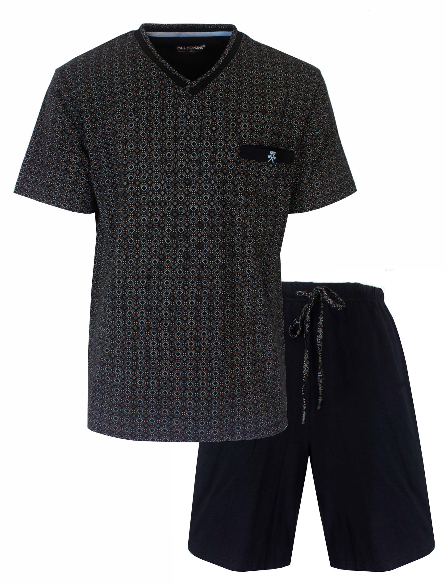 Paul Hopkins Heren Shortama - Korte Mouw en Broek - Navy Blauw