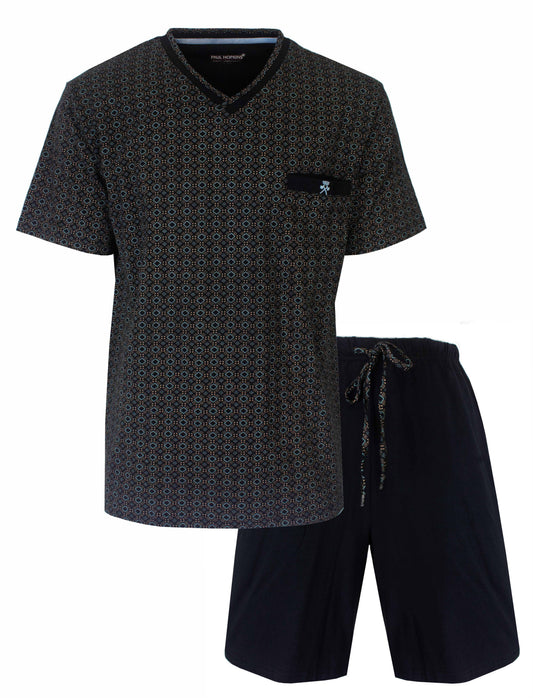 Paul Hopkins Heren Shortama - Korte Mouw en Broek - Navy Blauw