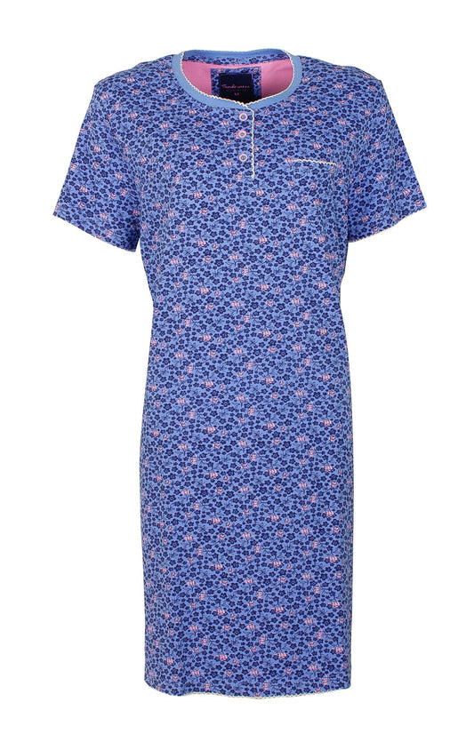 Tenderness Dames Nachthemd - 100% Katoen - Blauw