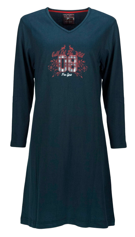 Tenderness Dames Nachthemd - V Hals - Blauw