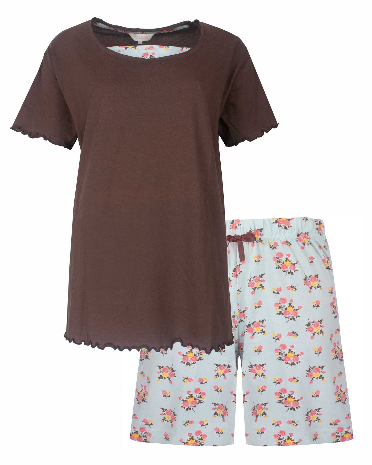Tenderness Dames Shortama - Korte Mouwen - Bruin