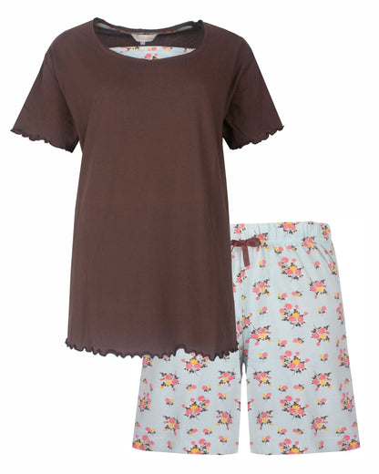 Tenderness Dames Shortama - Korte Mouwen - Bruin