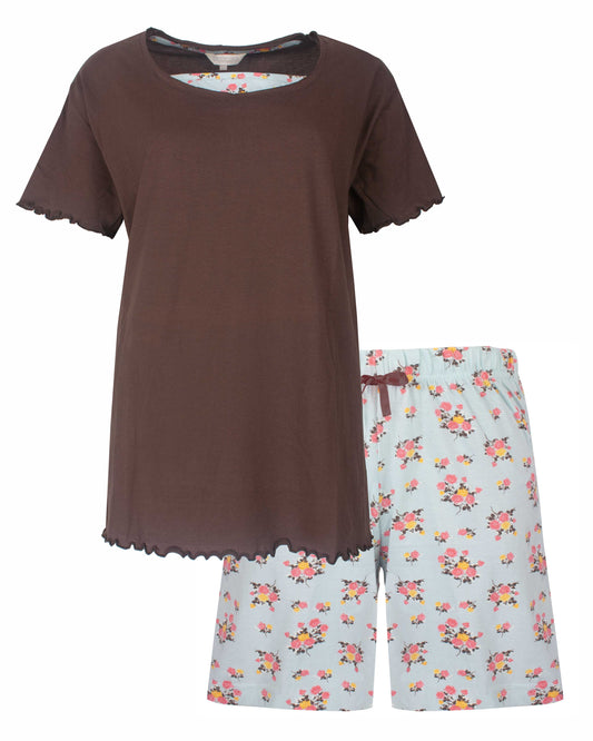 Tenderness Dames Shortama - Korte Mouwen - Bruin