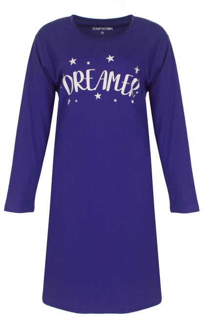 Temptation Dames Nachthemd - Bigshirt - Paars