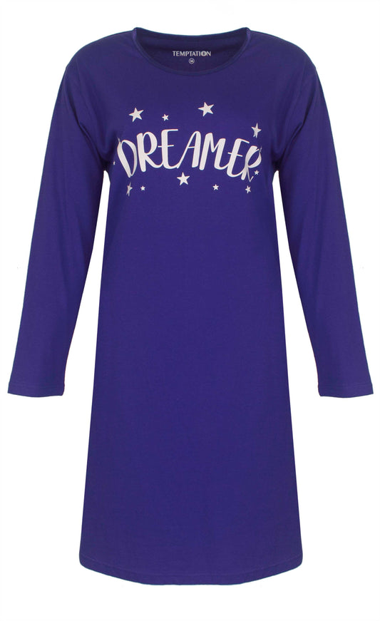 Temptation Dames Nachthemd - Bigshirt - Paars