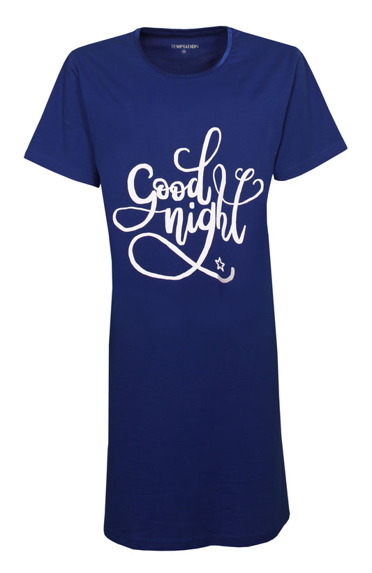 Temptation Dames Nachthemd - Bigshirt - Blauw