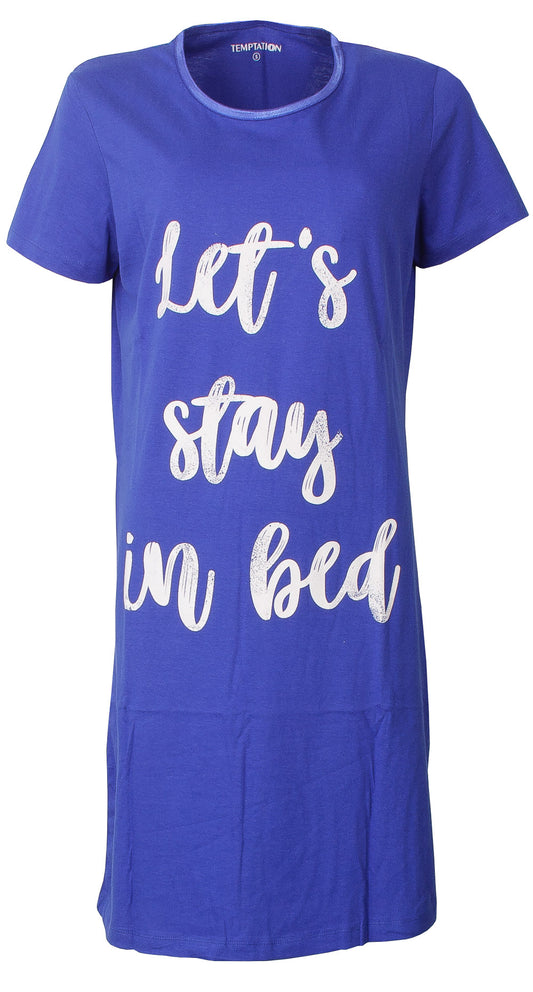 Temptation Dames Bigshirt - Nachthemd - Blauw