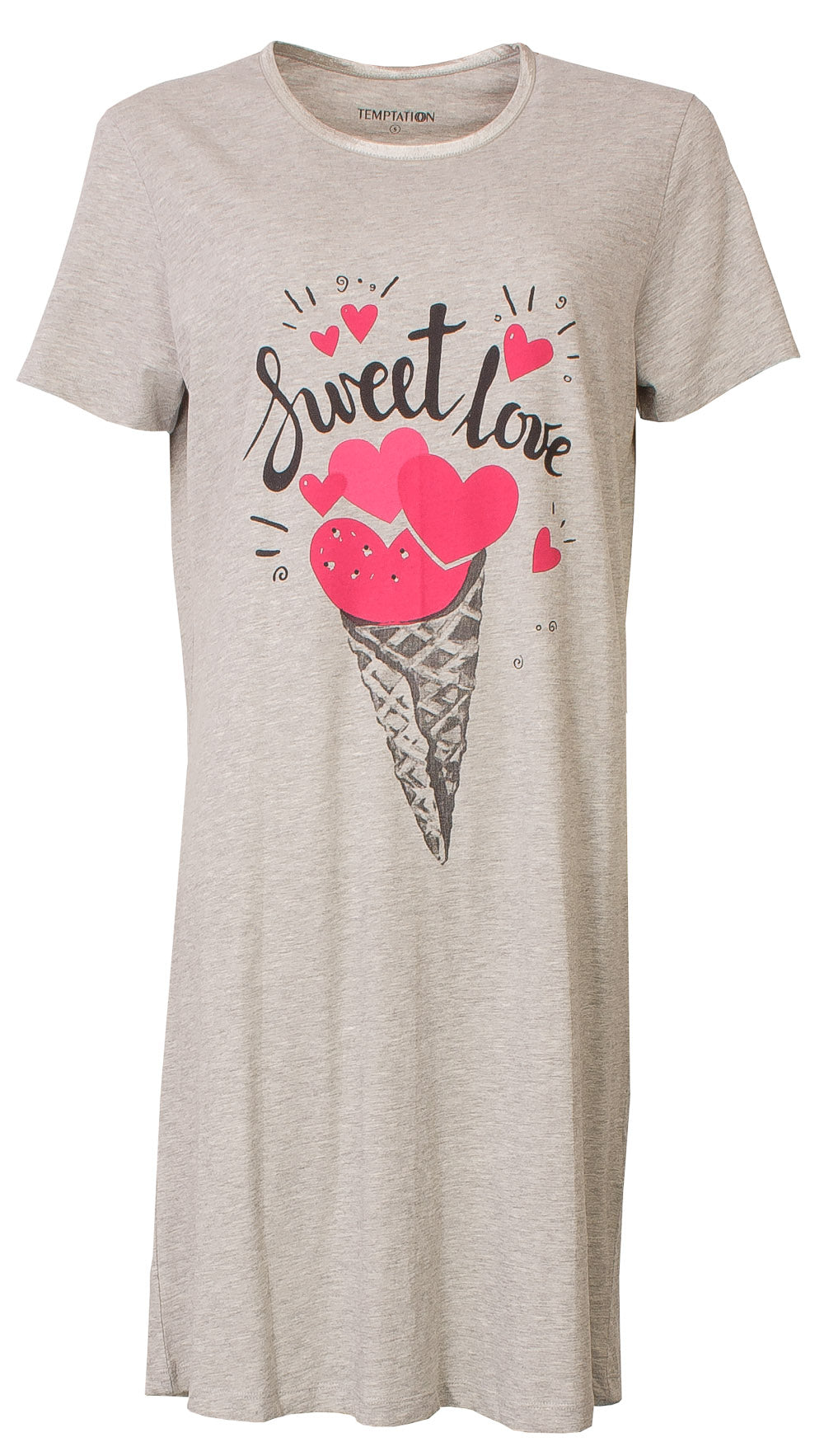 Temptation Dames Nachthemd - Bigshirt - Slaapkleed - Grijs