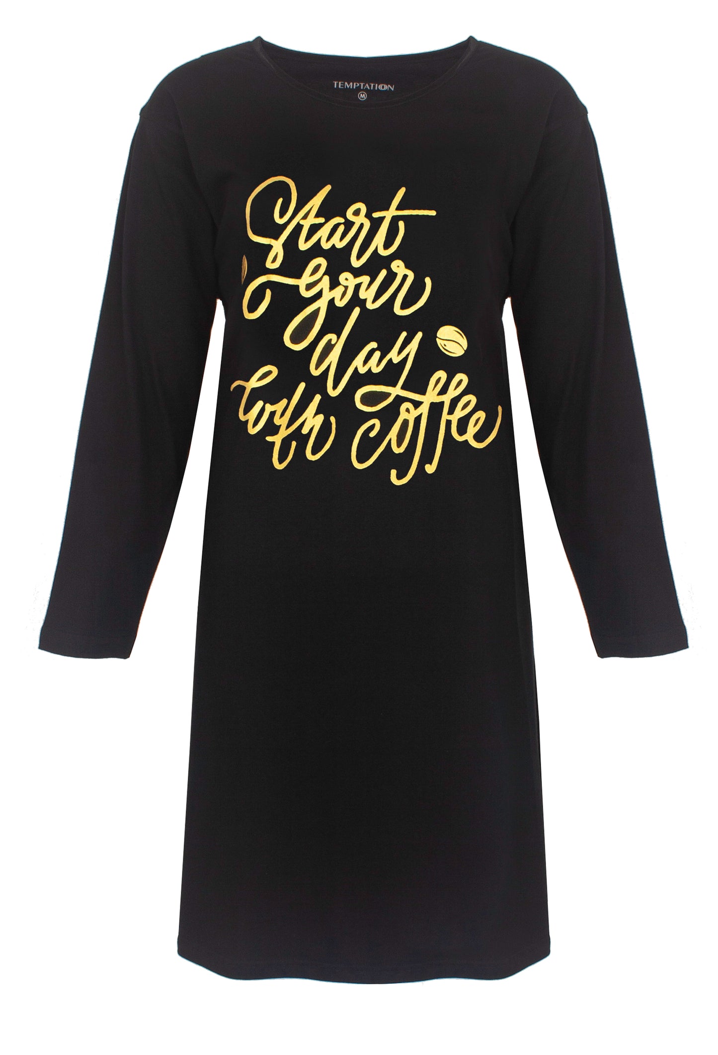 Temptation Bigshirt - Nachthemd - Katoen - Zwart